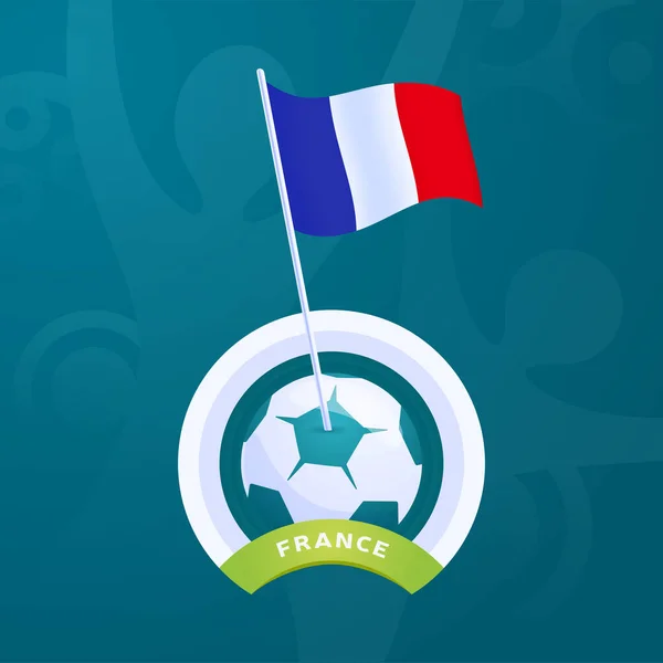 Bandera Vectorial Francia Fijada Una Pelota Fútbol Fútbol Europeo 2020 — Vector de stock