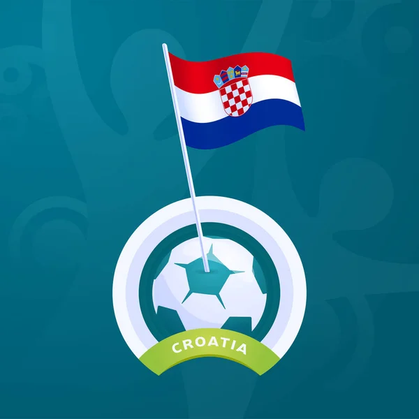 Croatia Vector Flag Pinned Soccer Ball European Football 2020 Tournament — Stock Vector