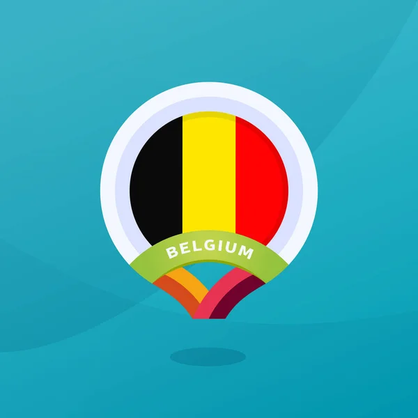 Belgium vector flag map location pin. European football 2020 tournament final stage. Official championship colors and style.