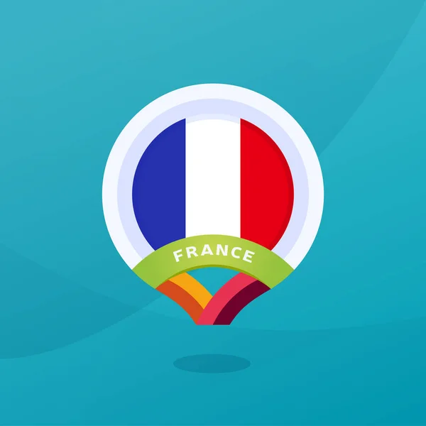 Francie Vektorové Vlajky Umístění Pin Závěrečná Fáze Evropského Fotbalového Turnaje2020 — Stockový vektor
