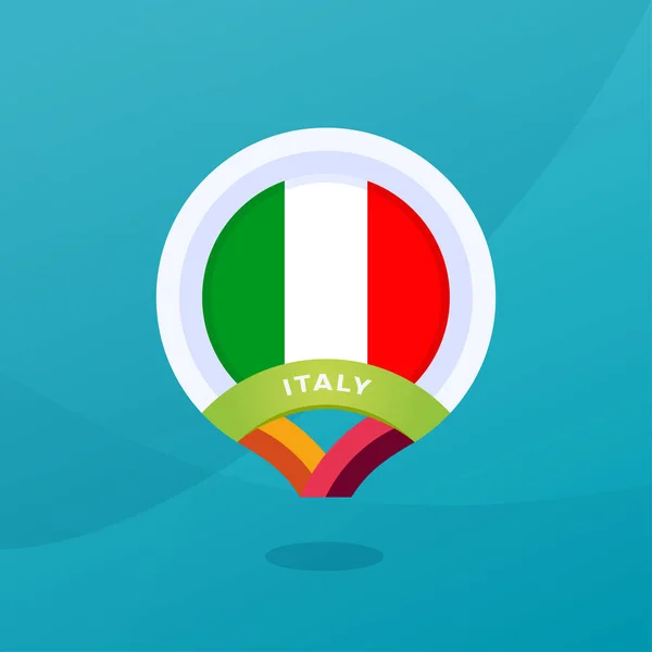 Itálie Vektorové Vlajky Umístění Pin Závěrečná Fáze Evropského Fotbalového Turnaje2020 — Stockový vektor