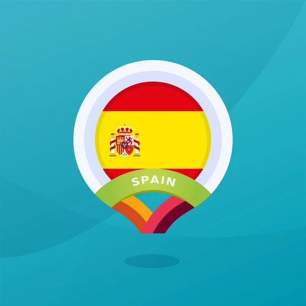 España Vector Bandera Mapa Ubicación Pin Fútbol Europeo 2020 Fase — Vector de stock