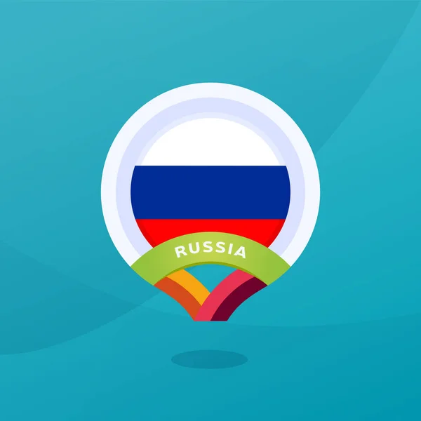 Rusia Vector Bandera Mapa Ubicación Pin Fútbol Europeo 2020 Fase — Vector de stock