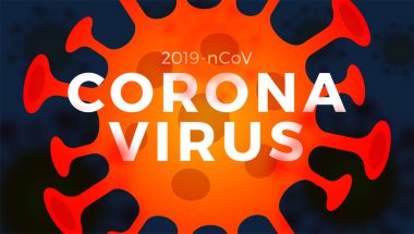 Vektör 2019-ncov Coronavirus hücreleri kırmızı ve koyu arkaplanda. Soyut yatay bilim başlık afişi