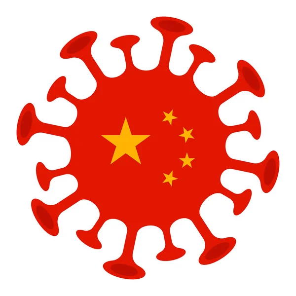 China Vlag Teken Voorzichtigheid Coronavirus 2019 Ncov Uitbraak Coronavirusgevaar Volksgezondheidsrisico — Stockvector