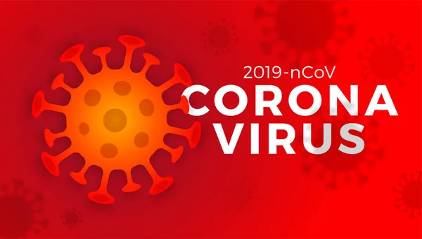 向量2019 Ncov冠状病毒细胞在暗红色背景下显示 横向科学标杆背景摘要 — 图库矢量图片