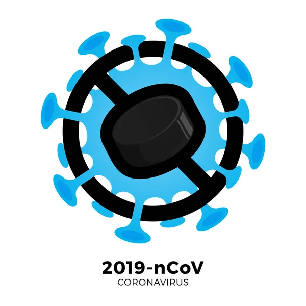 Hockey Puck Vector Semnele Precauție Coronavirus Opriți Epidemia 2019 Ncov — Vector de stoc