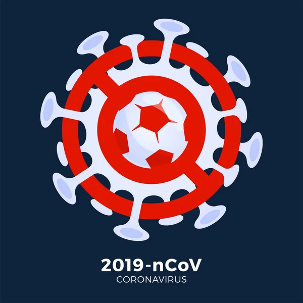 Fotbal Sau Fotbal Mingea Vector Semnele Precauție Coronavirus Opriți Epidemia — Vector de stoc