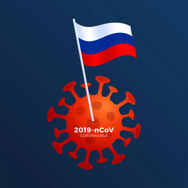 Bandeira Vectorial Rússia Presa Coronavírus Pare Com Surto 2019 Ncov —  Vetores de Stock