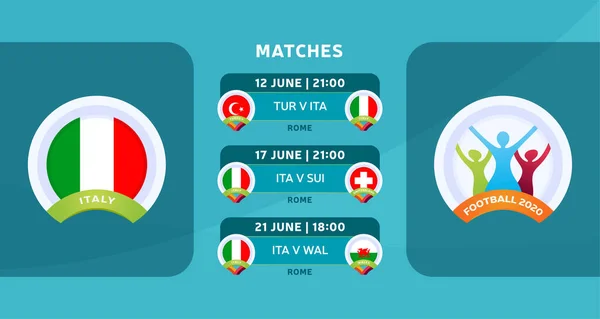 Calendario Delle Partite Della Nazionale Italiana Nella Fase Finale Del — Vettoriale Stock