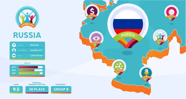 Mapa Isométrico Federação Rússia Ilustração Vetorial País Futebol 2020 Torneio —  Vetores de Stock