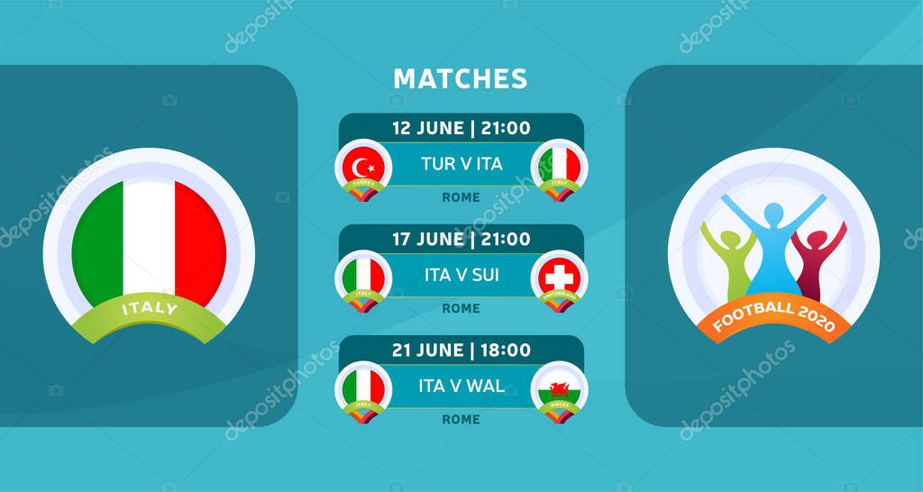 Calendario de partidos de la selección italiana en la fase final del