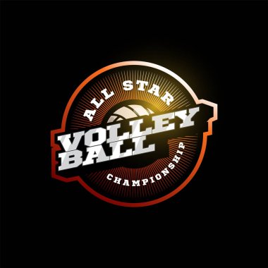 Voleybol vektör logosu. Modern profesyonel tipografi sporu retro stil vektör amblemi ve şablon logoti tasarımı. Voleybol renkli logo