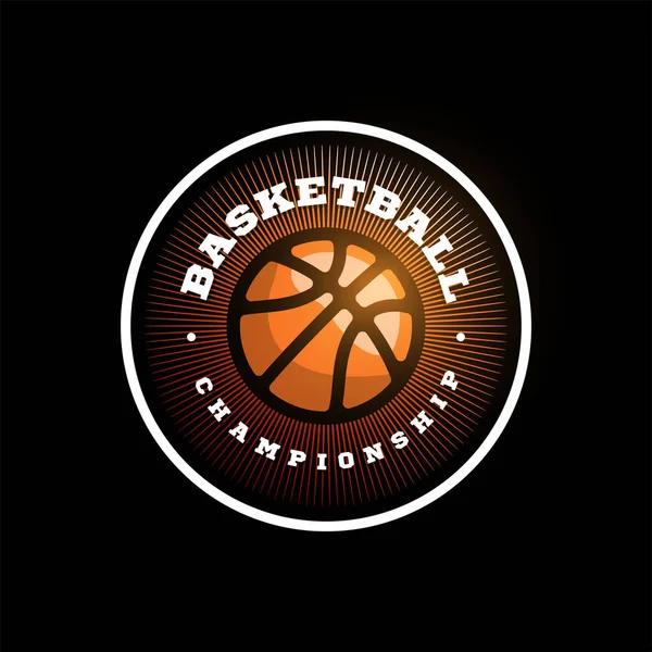 Logo Liga Baloncesto Vectorial Con Pelota Color Naranja Insignia Deportiva — Vector de stock