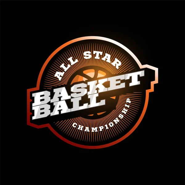 Baloncesto Moderno Deporte Profesional Tipografía Logo Estilo Retro Emblema Diseño — Archivo Imágenes Vectoriales