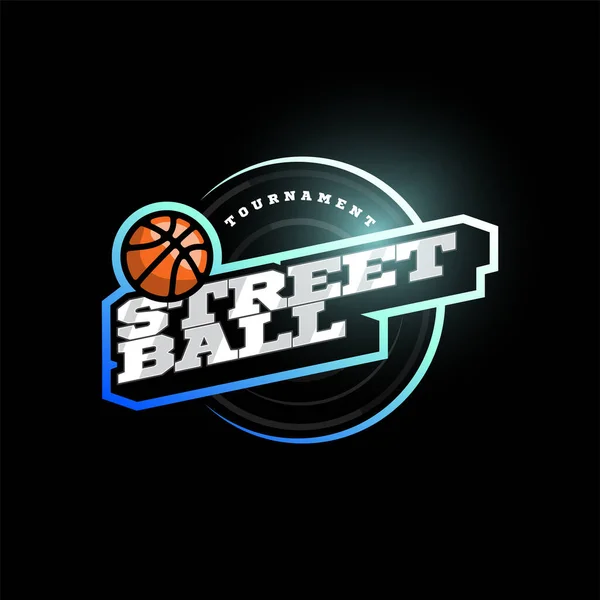 Streetball Nowoczesny Profesjonalny Sport Typografia Logotyp Stylu Retro Godło Projektu — Wektor stockowy