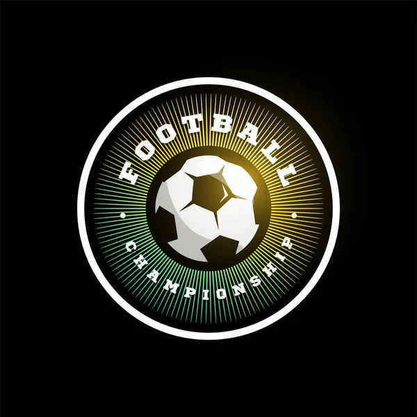 Fußball Fußball Kreisförmiges Vektor Logo Moderne Professionelle Typografie Sport Retro — Stockvektor