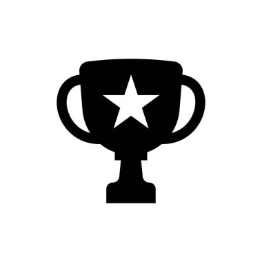 Kazanan kupa siyah kupa ikonu. Oyun ekipmanları. Profesyonel spor, resmi yarışmalar ve turnuvalar için klasik çizgi film kupası. İzole illüstrasyon.