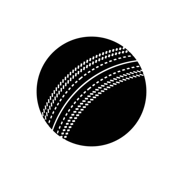 Icona Della Palla Cricket Nera Vettoriale Attrezzature Gioco Sport Professionistico — Vettoriale Stock