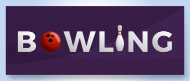 Mor arkaplan çizimi üzerinde baskı, tasarım ve internet için vektör bowling kulübü logosu