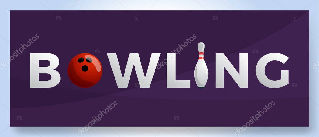 Vector bowling club logo for print, design, internet on purple background vector illustration