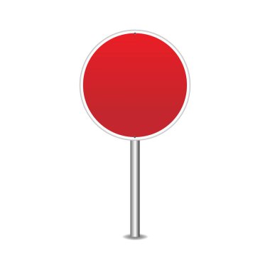 Yol işareti boş. Gerçekçi kırmızı yol işareti