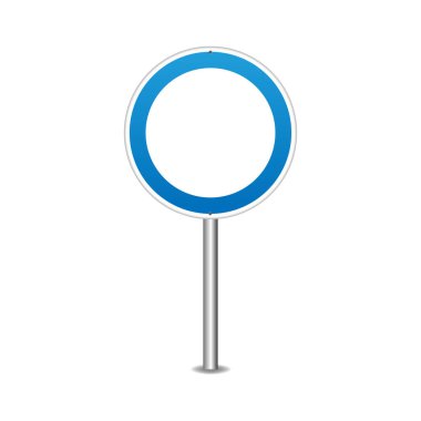 Yol işareti boş. Gerçekçi mavi daire yol işareti