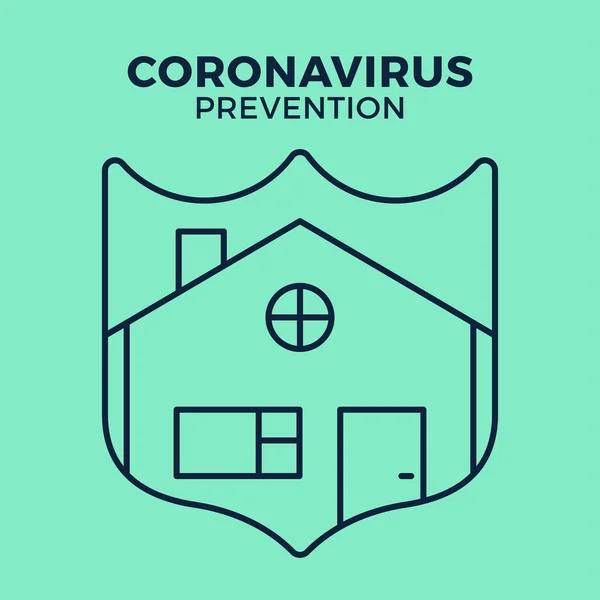 Banner Permanecer Icono Escudo Casa Contra Coronavirus Concepto Protección Covid — Archivo Imágenes Vectoriales