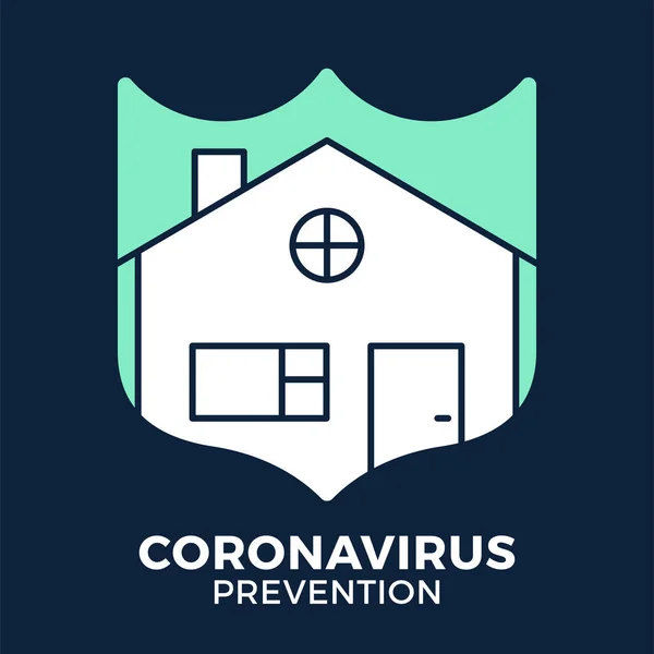 Banner Permanecer Icono Escudo Casa Contra Coronavirus Concepto Protección Covid — Archivo Imágenes Vectoriales