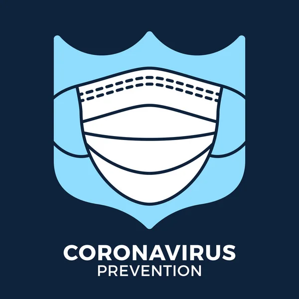 Banner Mascarilla Escudo Icono Prevención Coronavirus Concepto Protección Covid Signo — Archivo Imágenes Vectoriales