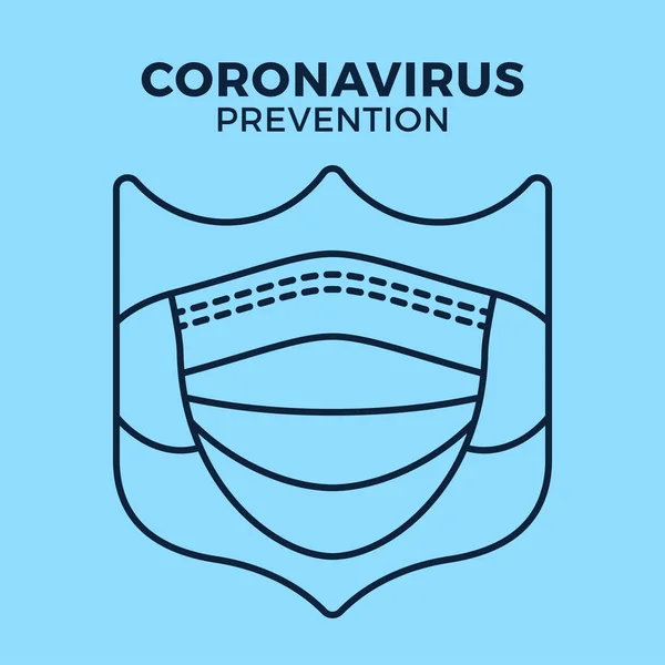 Banner Mascarilla Escudo Icono Prevención Coronavirus Concepto Protección Covid Signo — Archivo Imágenes Vectoriales