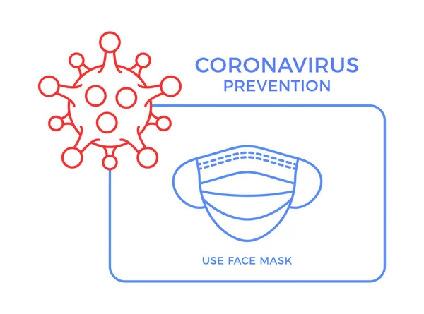Banner Cara Máscara Icono Prevención Coronavirus Concepto Protección Covid Signo — Archivo Imágenes Vectoriales