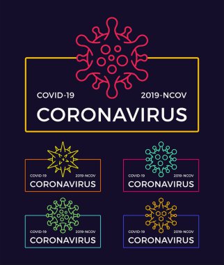 Bir dizi koronavirüs salgını rozeti. Sağlık ve tıbbi vektör illüstrasyonu. COVID-19 virüs salgını yayıldı. Coronavirus t-shirt tasarımı kavramını durdur.