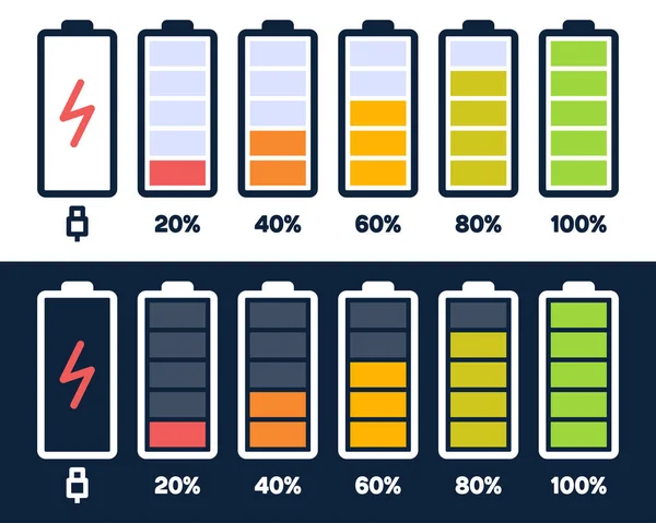Ikona Poziomu Energii Ładowanie Wskaźnik Baterii Telefonu Poziom Mocy Smartfona — Wektor stockowy