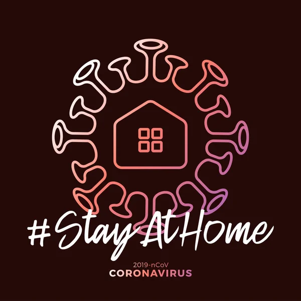 Zůstaň Doma Cedulí Covid Corona Virus Napsaný Designu Typografického Plakátu — Stockový vektor