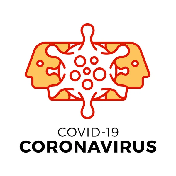 Oamenii Cap Coronavirus Cell Icon Contur Vector Coronavirus 2019 Ncov — Vector de stoc
