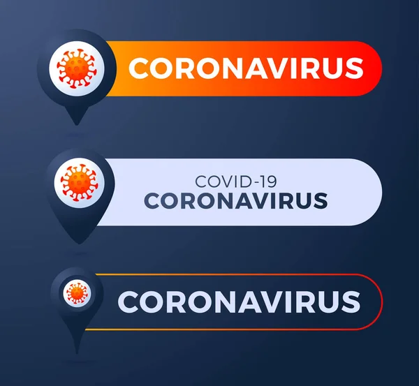 Set Pin Koronavirem Vektorové Ilustrace Koronavirus 2019 Ncov Epidemie Infografický — Stockový vektor