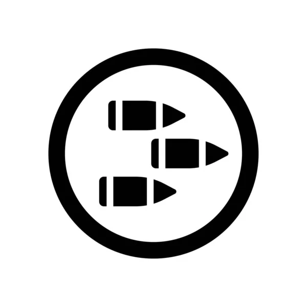 弾丸のアイコン白の背景に丸の中に孤立し 3つの黒い弾丸 ベクトル — ストックベクタ