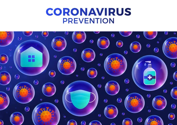 Banner Patrón Con Virus Coronavirus Sobre Fondo Oscuro Con Efecto — Archivo Imágenes Vectoriales