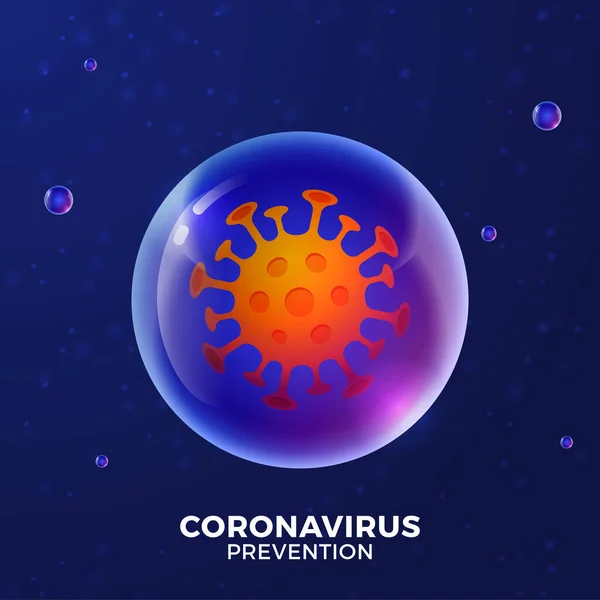Plantilla Banner Web Futuristic Coronavirus Covid Con Célula Virus Brillante — Archivo Imágenes Vectoriales
