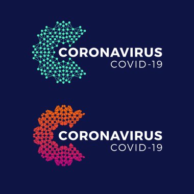 COVID-19 Coronavirus Yazıt Tasarım Logosu Konsepti. Vektör illüstrasyonu