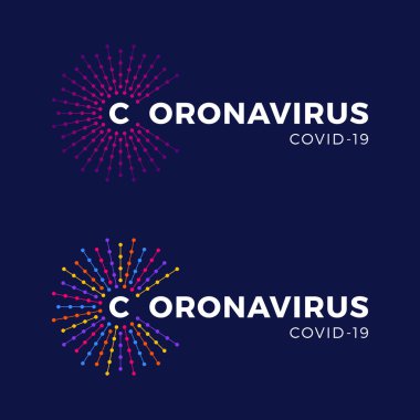 COVID-19 Coronavirus Yazıt Tasarım Logosu Konsepti. Vektör illüstrasyonu