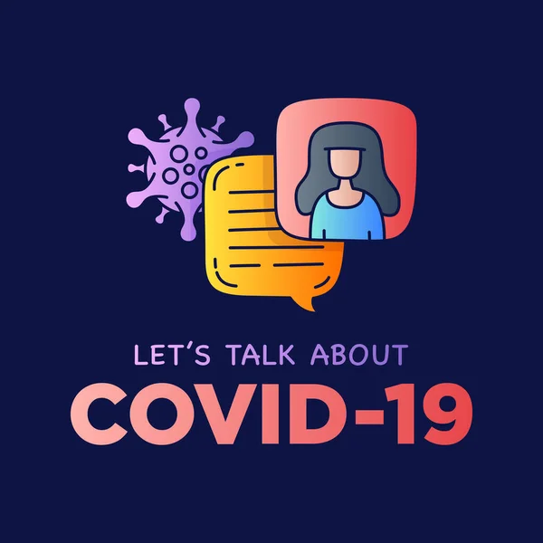 Reden Wir Über Covid Coronavirus Doodle Illustration Dialog Sprechblasen Mit — Stockvektor