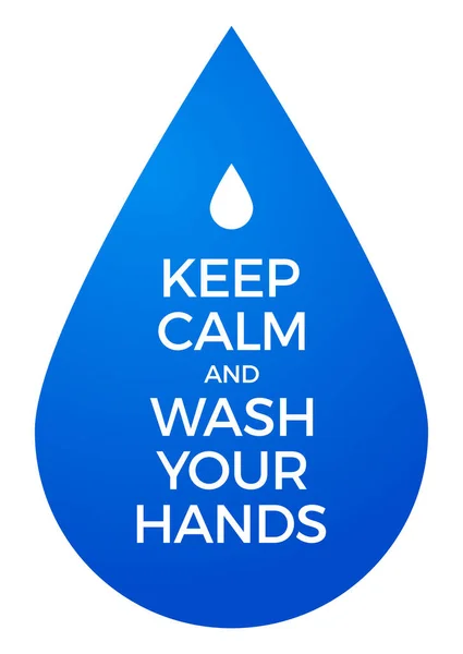 保持冷静 洗手海报 如何避免病毒 疾病及大流行 蓝色背景 孤立的矢量说明 — 图库矢量图片