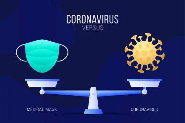 Coronavirus Máscara Médica Ilustración Vectorial Concepto Creativo Escalas Lado Escala — Archivo Imágenes Vectoriales