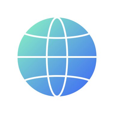 Basit bir dünya sembolü. Dünya ikonu. Çapraz çizgileri ve renkli gradyanı olan teknoloji logosu. Neon grafik, ışık efekti. Mavi ve kırmızı renkler