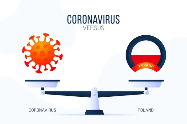 Coronavirus Polonia Ilustración Vectorial Concepto Creativo Escalas Lado Escala Encuentra — Vector de stock