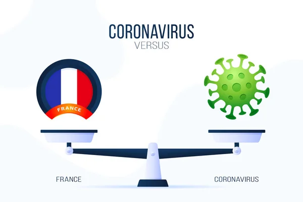 Coronavirus Ilustración Vectorial Francia Concepto Creativo Escalas Lado Escala Encuentra — Vector de stock