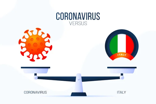 Coronavirus Ilustración Vectorial Italia Concepto Creativo Escalas Lado Escala Encuentra — Vector de stock