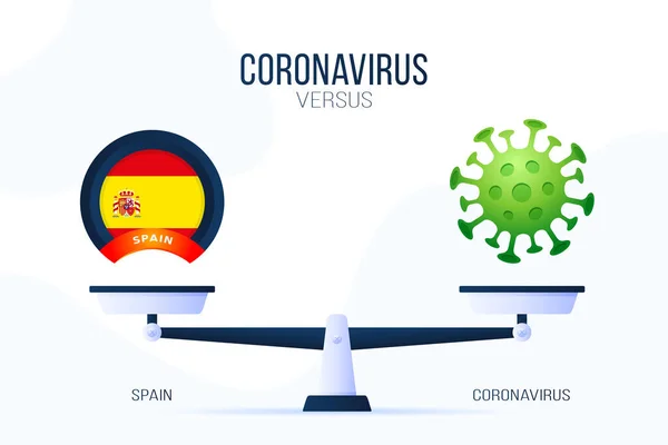 Coronavirus Ilustración Vectorial España Concepto Creativo Escalas Lado Escala Encuentra — Vector de stock